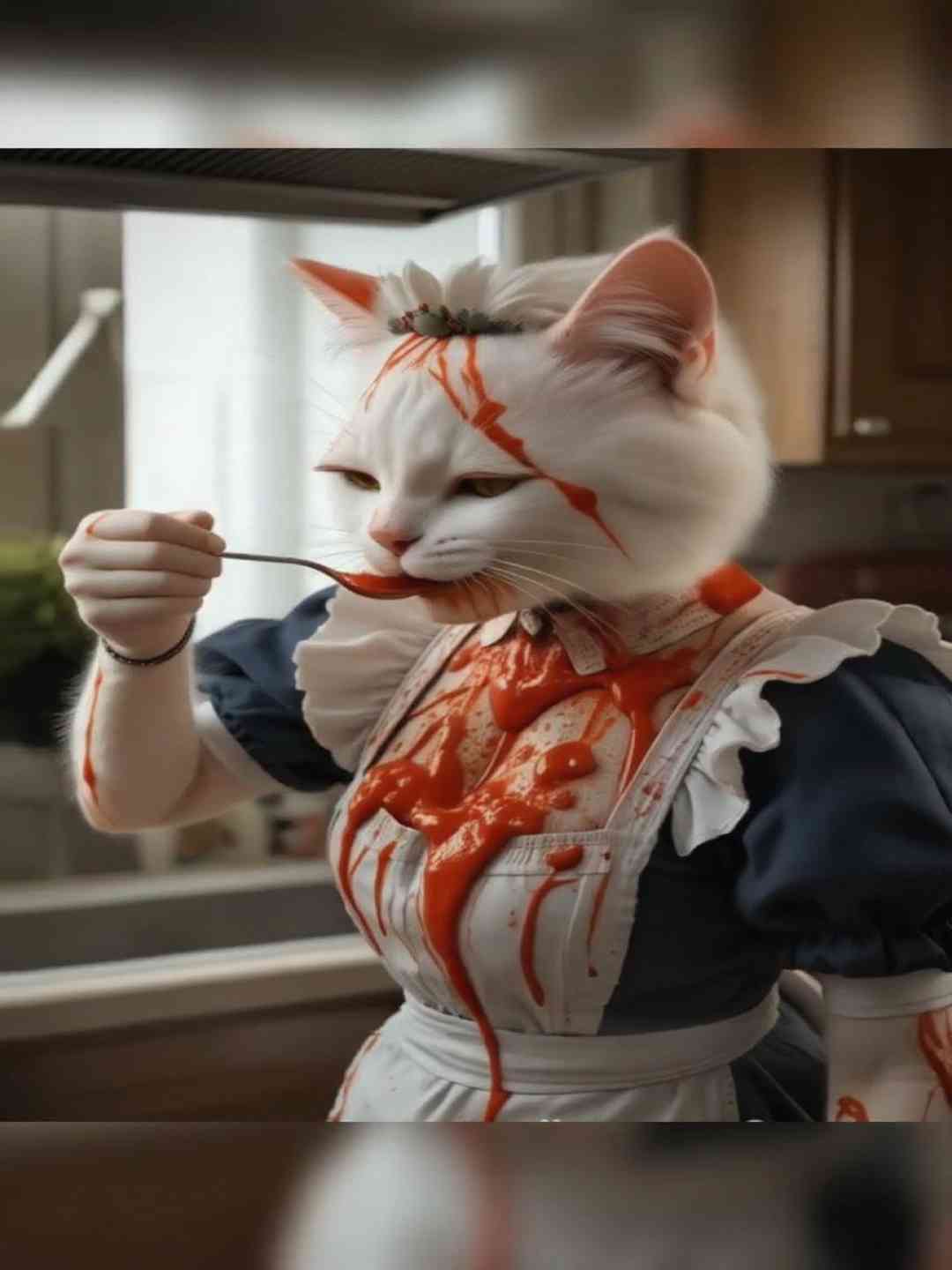 An old lady misunderstood this cute cat.