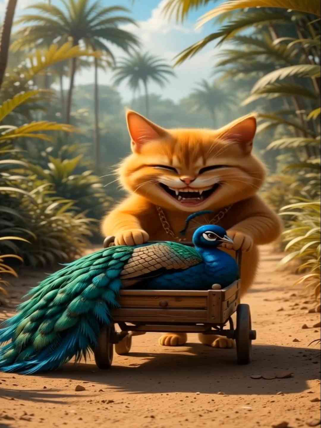 Ai cat ๐บ hunting peacock ๐ฆ