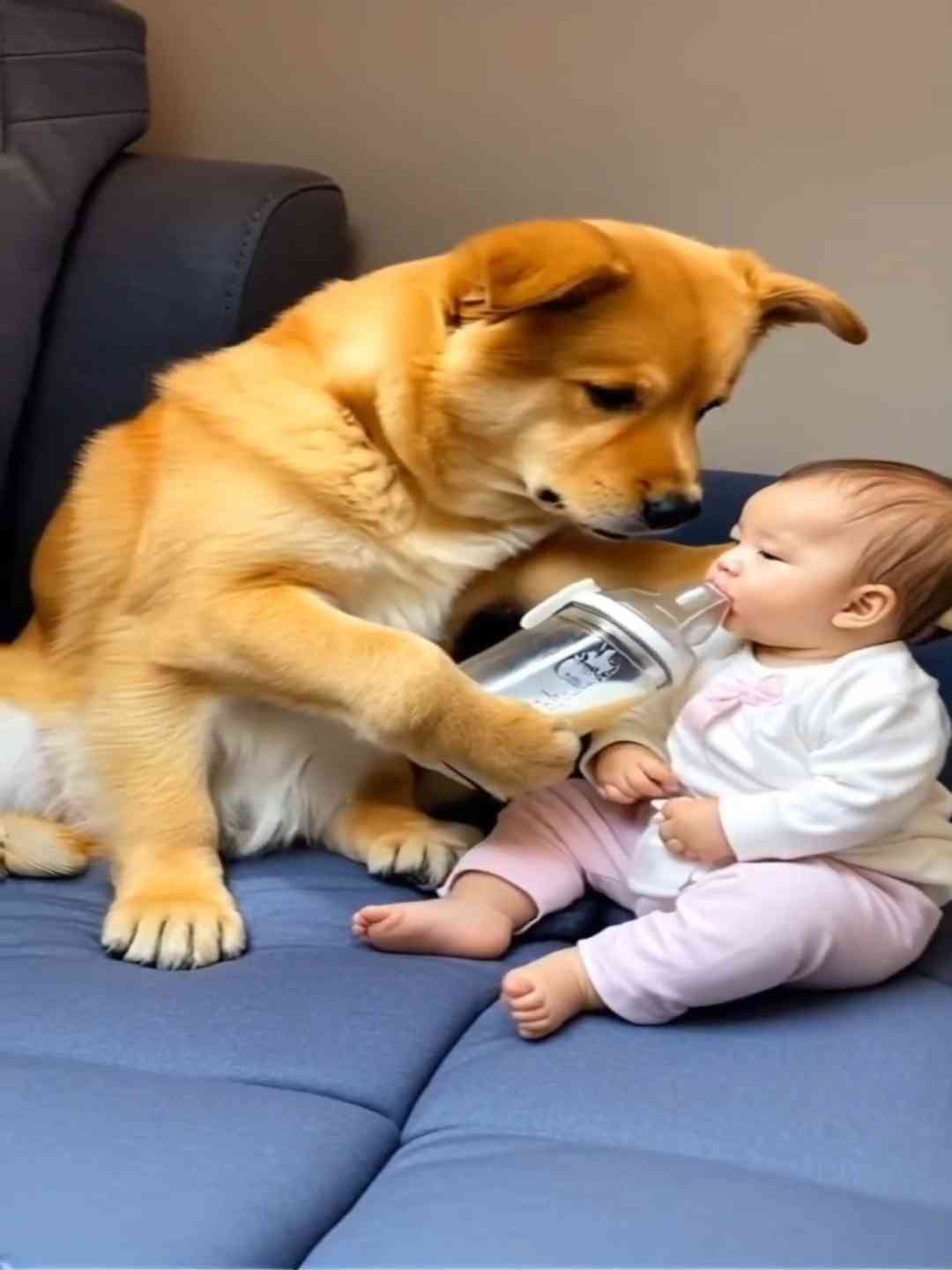 Dog Take Care Of Little Baby AI Video |