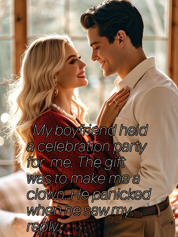 My boyfriend held a celebration party for me. The gift was to make me a clown. He panicked when he saw my reply.